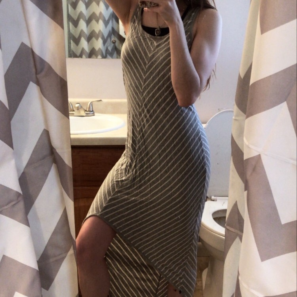 High-Low Dress Gray and white striped